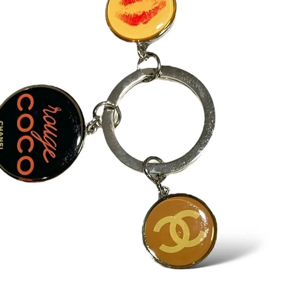 Authentic CHANEL COCO 3 Charm CC Logo Keychain/Key Holder